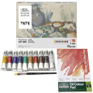 Cassetta Tate Collection 10 Tubi da 20 ML Olio Winton + Pennello + Blocco Winsor e Newton