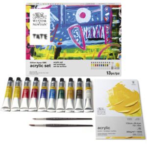 Tate Collection Acrilici Galleria 10 Tubi da 20 ML + Pennelli + Blocco Winsor e Newton