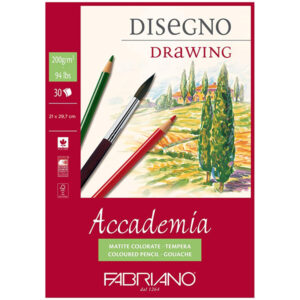 Blocco Accademia Drawing - A4, 21 x 29,7 Grana Naturale, 30 Fogli, 200 gr. Fabriano