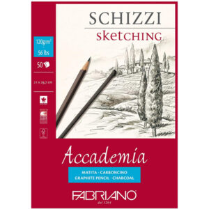 Blocco Spiralato Accademia Sketching - A4, 21 x 29,7 Grana Naturale, 50 Fogli, 120 gr. Fabriano