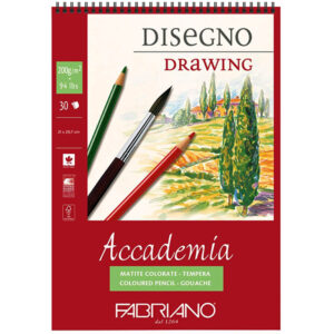Blocco Spiralato Accademia Drawing - A4, 21 x 29,7 Grana Naturale, 30 Fogli, 200 gr. Fabriano