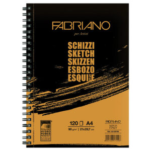 Blocco Spiralato Schizzi - LL A4, 21 x 29,7 Grana Naturale, 120 Fogli, 90 gr. Fabriano