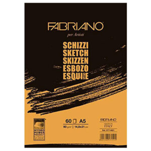 Blocco Schizzi - A5, 14,8 x 21 Grana Naturale, 60 Fogli, 90 gr. Fabriano