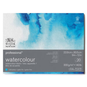 Blocco Professional Watercolor Collato 4 Lati, Grana Fine 22.9 x 30.5 cm, 20 Fogli, 300 gr Winsor e Newton