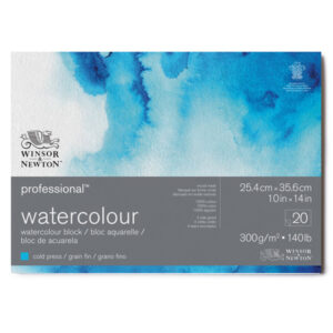 Blocco Professional Watercolor Collato 4 Lati, Grana Fine 25.4 x 35.6 cm, 20 Fogli, 300 gr Winsor e Newton