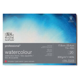 Blocco Professional Watercolor Collato 4 Lati, Grana Satinata 17.8 x 25.4 cm, 20 Fogli, 300 gr Winsor e Newton