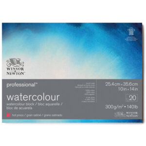 Blocco Professional Watercolor Collato 4 Lati, Grana Satinata 25.4 x 35.6 cm, 20 Fogli, 300 gr Winsor e Newton