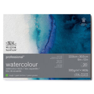 Blocco Professional Watercolor Collato 4 Lati, Grana Torchon 22.9 x 35 cm, 20 Fogli, 300 gr Winsor e Newton