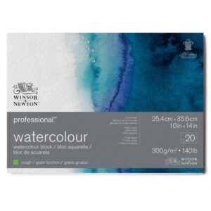 Blocco Professional Watercolor Collato 4 Lati, Grana Torchon 25.4 x 35.6 cm, 20 Fogli, 300 gr Winsor e Newton