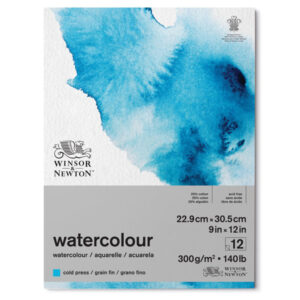 Blocco Watercolor Collato 1 Lato, 22,9 x 30,5 cm, 12 Fogli  300 gr Winsor e Newton