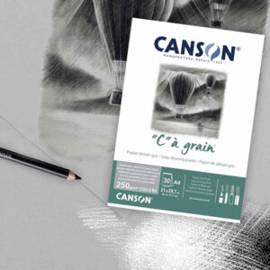 Blocco “C” À Grain Grigio 21 x 29,7 cm, 250 gr, 30 Fogli + Rembrandt Carbon HB Canson