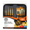 Zip Case, Borsa con chiusura zip + 10 Pennelli manico corto, pelo sintentico Taklon Dorato Daler Rowney