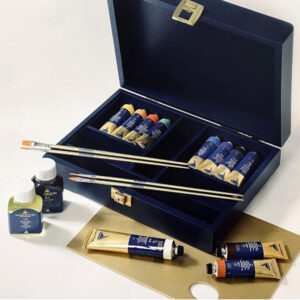 Cassetta in Legno Laccata Blu Opaco + Accessori Olio Puro Maimeri