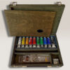 Cassetta in Legno in multistrato di betulla Vintage Jeans, Tempera Fine 31X25 cm, tavolozza 10 tubetti assortiti 20 ML, 1 Lyra Graphite set Maimeri