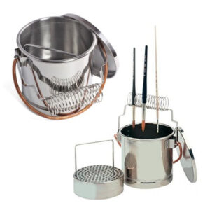 Secchiello Lavapennelli in Acciaio Inox con Coperchio Diametro cm 16 Alezza 14 Tintoretto