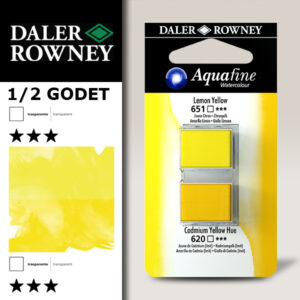 001 - 651 Giallo Limone e 620 Giallo di Cadmio imit. - Acquerello 1/2 Godet Aquafine Daler Rowney