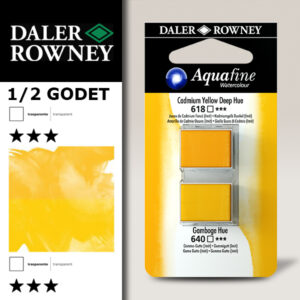 002 - 618 Giallo di Cadmio scuro imit. e 640 Gomma Gutta imit. - Acquerello 1/2 Godet Aquafine Daler Rowney