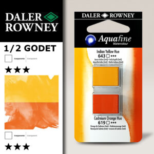 003 - 643 Giallo Indiano imit. e 619 Arancio di Cadmio imit. - Acquerello 1/2 Godet Aquafine Daler Rowney