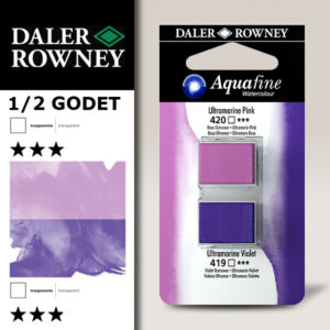 008 - 420 Oltremare Rosa e 419 Oltremare Violetto - Acquerello 1/2 Godet Aquafine Daler Rowney