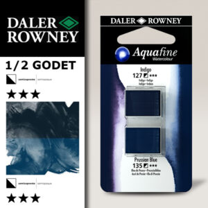 010 - 127 Indaco e 135 Blu di Prussia - Acquerello 1/2 Godet Aquafine Daler Rowney