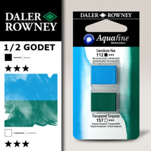 013 - 112 Blu Ceruleo e 157 Turchese Trasparente - Acquerello 1/2 Godet Aquafine Daler Rowney