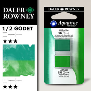 014 - 382 Verde Viridian imit. e 355 Verde Foglia - Acquerello 1/2 Godet Aquafine Daler Rowney