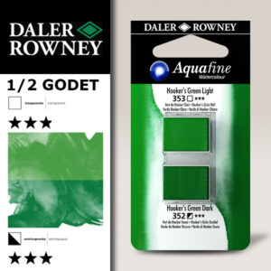 015 - 353 Verde di Hooker Chiaro e 352 Verde di Hooker Scuro - Acquerello 1/2 Godet Aquafine Daler Rowney