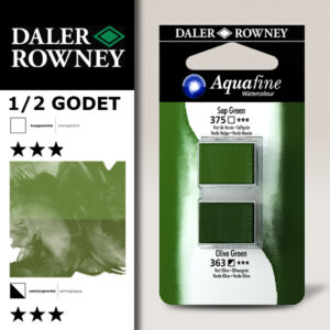 016 - 375 Verde Vescica e 363 Verde Oliva - Acquerello 1/2 Godet Aquafine Daler Rowney