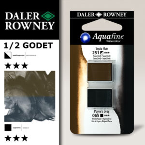 021 - 251 Seppia imit. e 065 Grigio di Payne - Acquerello 1/2 Godet Aquafine Daler Rowney