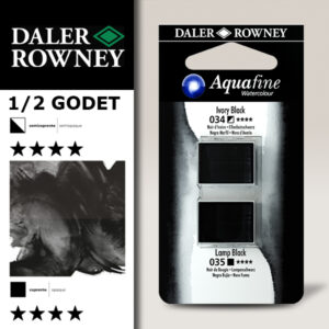 022 - 034 Nero d'Avorio 035 Nero Fumo - Acquerello 1/2 Godet Aquafine Daler Rowney