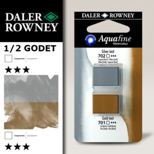 024 - 702 Argento imit. e 701 Oro imit. -  Acquerello 1/2 Godet Aquafine Daler Rowney