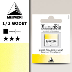 082 - Giallo Di Cadmio Limone Colori Acquerello 1/2 Godet Maimeri Blu