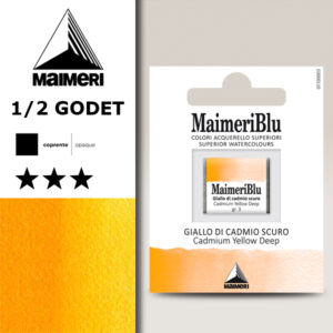 084 - Giallo Di Cadmio Scuro Colori Acquerello 1/2 Godet Maimeri Blu