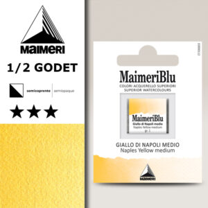 099 - Giallo Di Napoli Medio Colori Acquerello 1/2 Godet Maimeri Blu