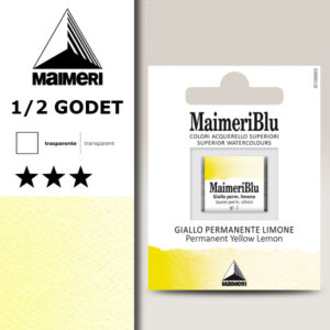 112 - Giallo Permanente Limone Colori Acquerello 1/2 Godet Maimeri Blu