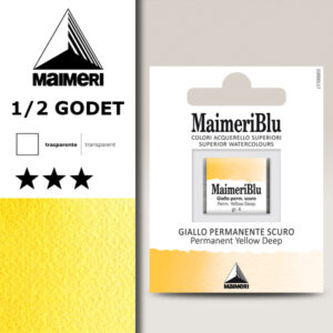 114 - Giallo Permanente Scuro Colori Acquerello 1/2 Godet Maimeri Blu