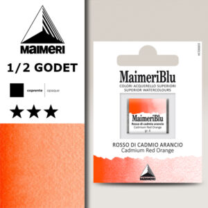 224 - Rosso Di Cadmio Arancio Colori Acquerello 1/2 Godet Maimeri Blu
