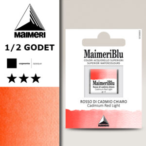 226 - Rosso Di Cadmio Chiaro Colori Acquerello 1/2 Godet Maimeri Blu