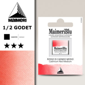 228 - Rosso Di Cadmio Medio Colori Acquerello 1/2 Godet Maimeri Blu