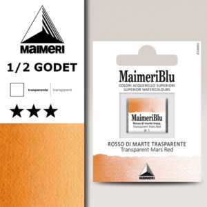 250 - Rosso Di Marte Trasparente Colori Acquerello 1/2 Godet Maimeri Blu