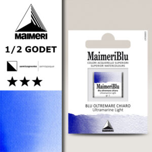 391 - Blu Oltremare Chiaro Colori Acquerello 1/2 Godet Maimeri Blu