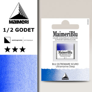 392 - Blu Oltremare Scuro Colori Acquerello 1/2 Godet Maimeri Blu