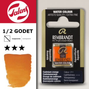211 - Arancio Cadmio Acquerello 1/2 Godet Rembrandt Aquarel Talens