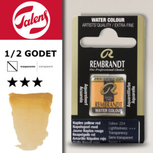 224 - Giallo Napoli Rossastro Acquerello 1/2 Godet Rembrandt Aquarel Talens