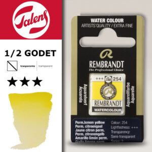 254 - Giallo Permanente Limone Acquerello 1/2 Godet Rembrandt Aquarel Talens