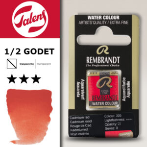 305 - Rosso Cadmio Acquerello 1/2 Godet Rembrandt Aquarel Talens