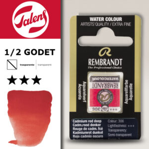 306 - Rosso Cadmio Scuro Acquerello 1/2 Godet Rembrandt Aquarel Talens