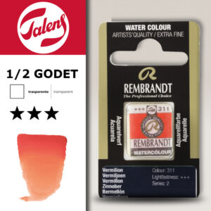 311 - Vermilione Acquerello 1/2 Godet Rembrandt Aquarel Talens