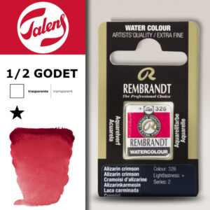 326 - Alizarina Cremisi Acquerello 1/2 Godet Rembrandt Aquarel Talens
