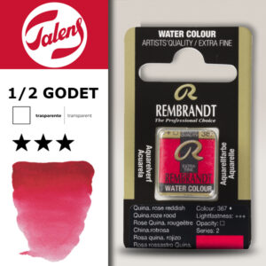 367 - Rosa Quinacridone Rossastro Acquerello 1/2 Godet Rembrandt Aquarel Talens